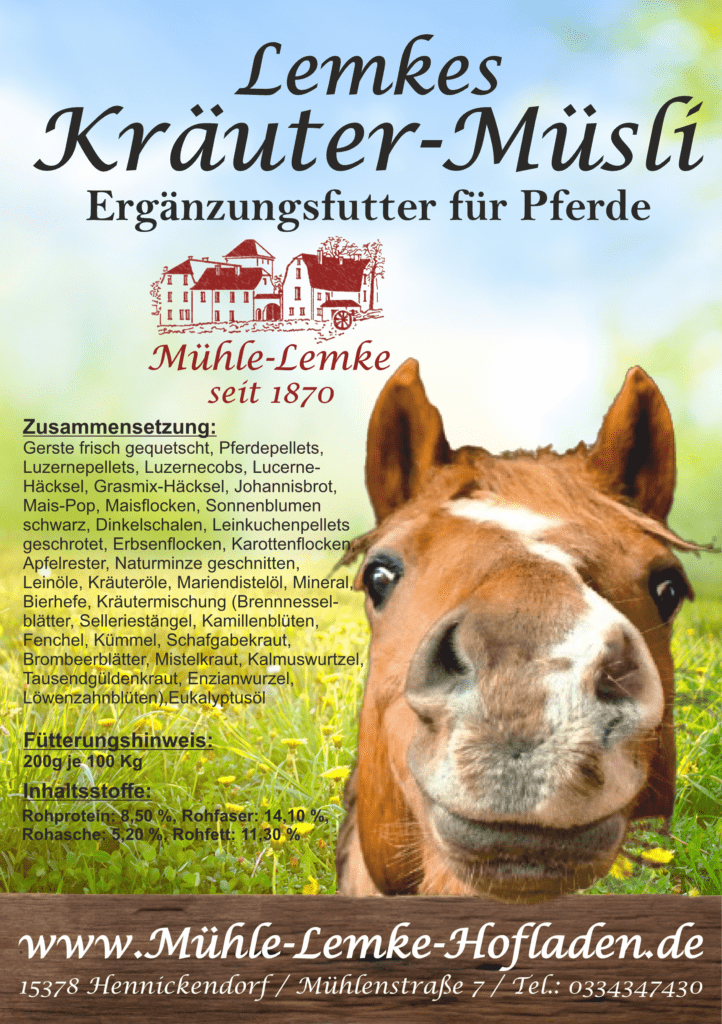 Kräutermüsli für Pferde mit natürlichen Zutaten